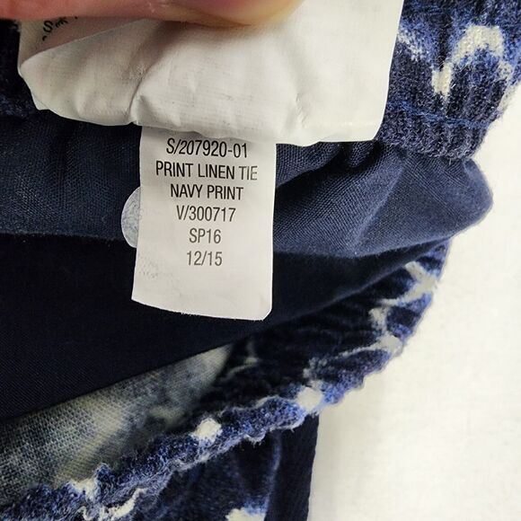 Old Navy Womens Shorts Small Blue Chevron Casual Linen Blend Pockets Drawstring - Picture 8 of 8